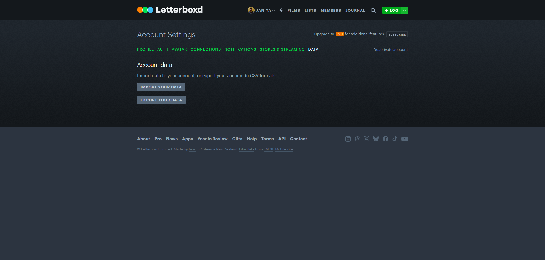 Export your data